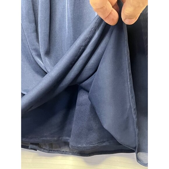 David's Bridal Brides Maid Navy Halter Neck Lace & Chiffon Dress - Size 6 Prom - Picture 7 of 16